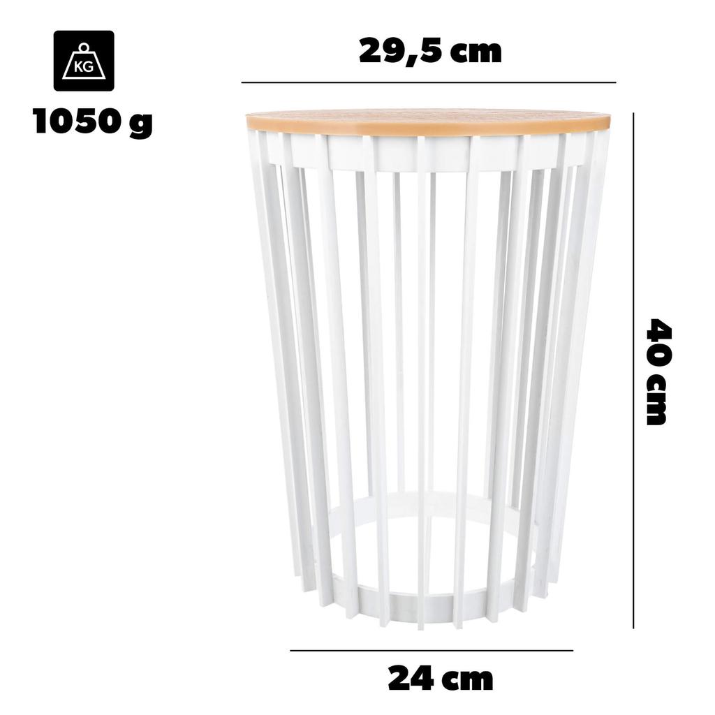 KADAX Kwietnik Dwustronny 40cm Biały + Blat Naturalne Drewno