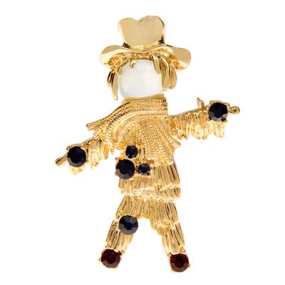 New Rhinestone Scarecrow Brooch Fashion Cartoon Pin 2 Colors Available Creative Winter Party Accessories
