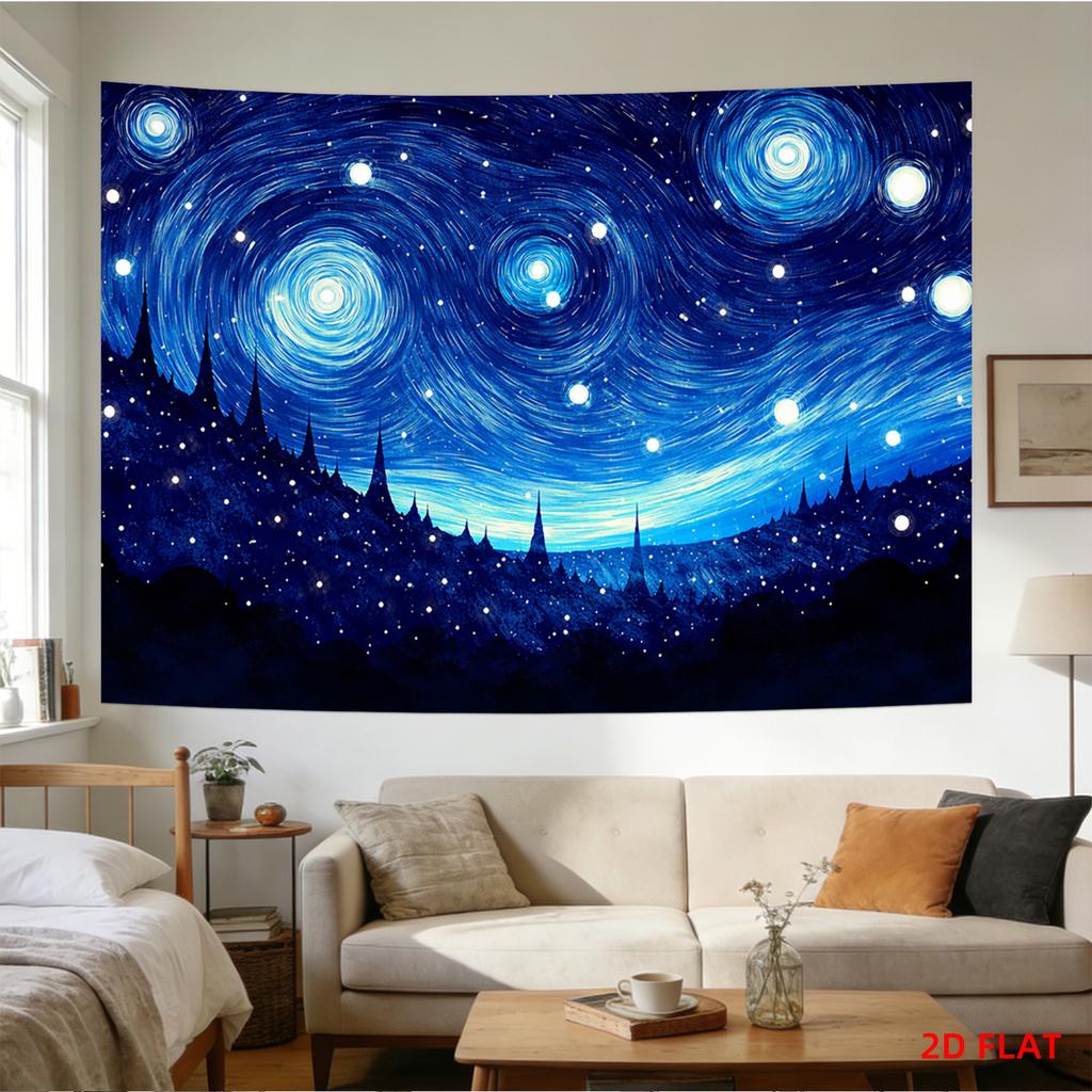Abstract Milky Way Galaxy Tapestry Wall Decor Starry Night Sky Space Art Polyester Home Decoration Poster Print