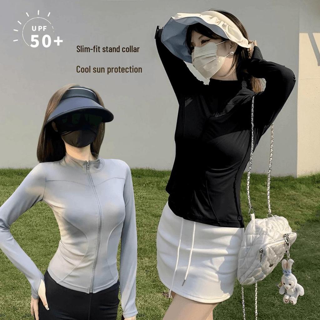 Women's Ice Silk Sun Protection Jacket - Stand Collar, Breathable, Slimming, Lightweight for Summer & Yoga