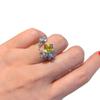 2024 popular retro micro-diamond gold yellow diamond ring female simple temperament pink diamond fairy ring