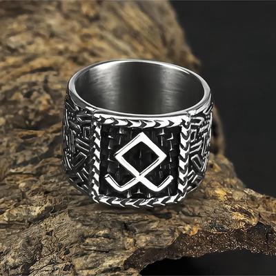 Herren Titanstahl Wikinger Runen Ring Retro Rostfreier Stahl Band Nordische Schmuckstücke für Männer