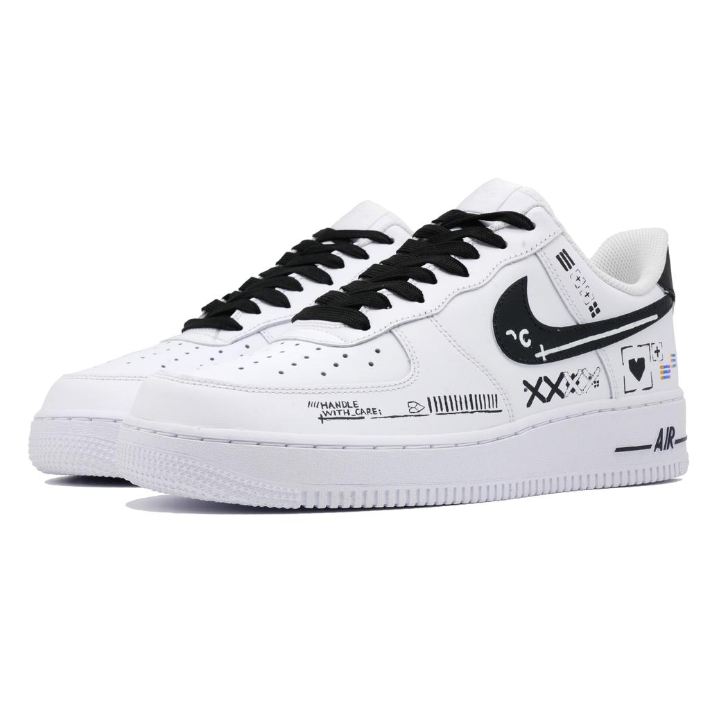 Nike Air Force 1 Collezione Stampe Antiscivolo Ammortizzazione Leggero Basse Skateboard Shoes Unisex Nero Bianco CW2288-111(Team241-CSgo)