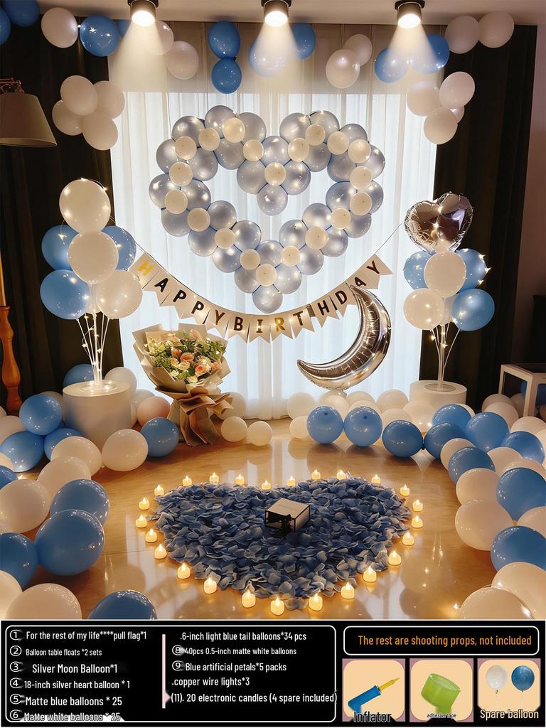 Anniversary Romantic Scene Decoration: Valentine's Confession Bedroom Proposal Balloon Wall Set