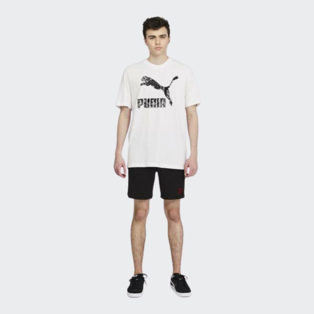 Puma Retro American Running Print Crew Neck Short Sleeve T-Shirt Men Tops White 532653-52