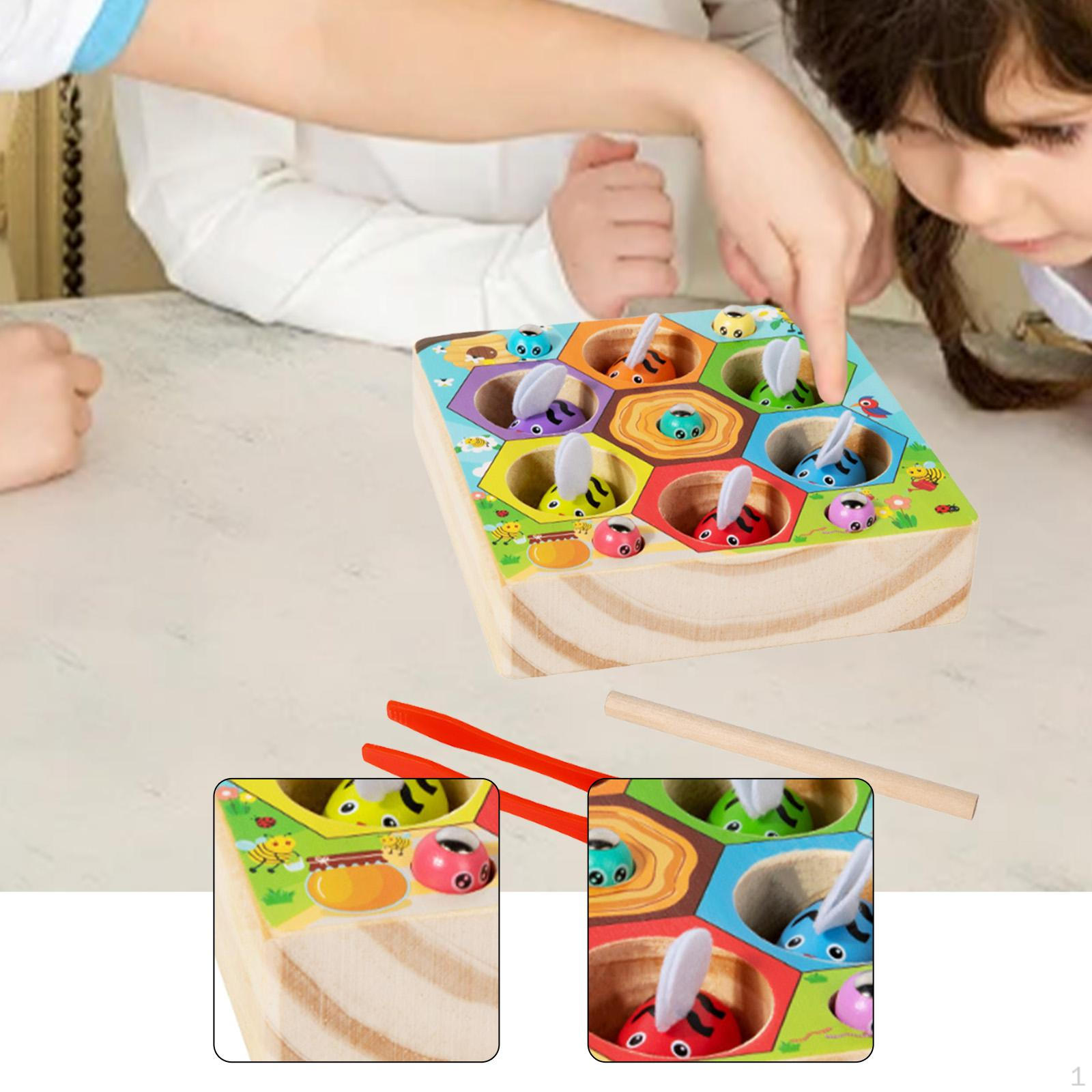 

Clamp Bee to Hive Matching Game Development Gift Wooden Kids Fun Sensory Toy