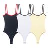 Damen Spaghetti-Träger Ärmellos Figurbetont Body mit Colorblock Lässiges Sommer Top