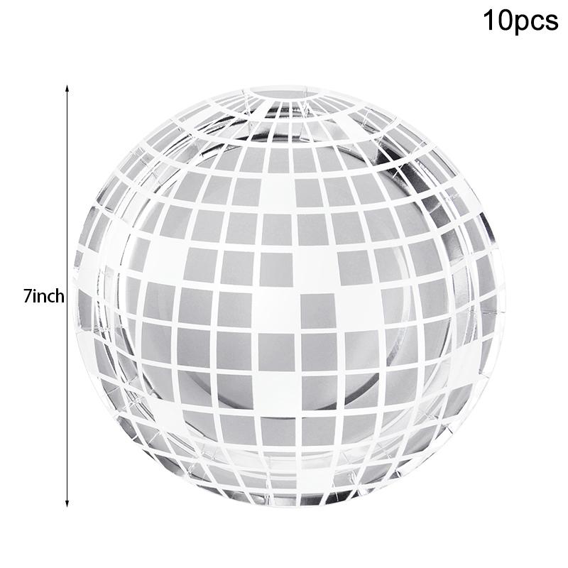 Disco Theme Party Disposable Tableware Set Silver Disco Ball Plates Napkins Cups 70s Birthday Party Decoration Wedding Supplies