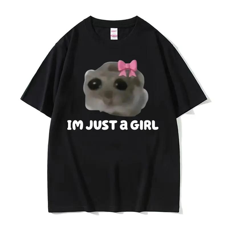 Funny Trendy Cute Kawaii Sad Hamster Meme T Shirt Men Women Summer Fashion Vintage Tee Shirt Casual Oversized Tshirt Streetwear