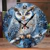 Schneeeule Holz Rund Stille Hängende Wanduhr, Geeignet Für Wohnzimmer, Büro, Arbeitszimmer, Schlafzimmer, Heimdekoration