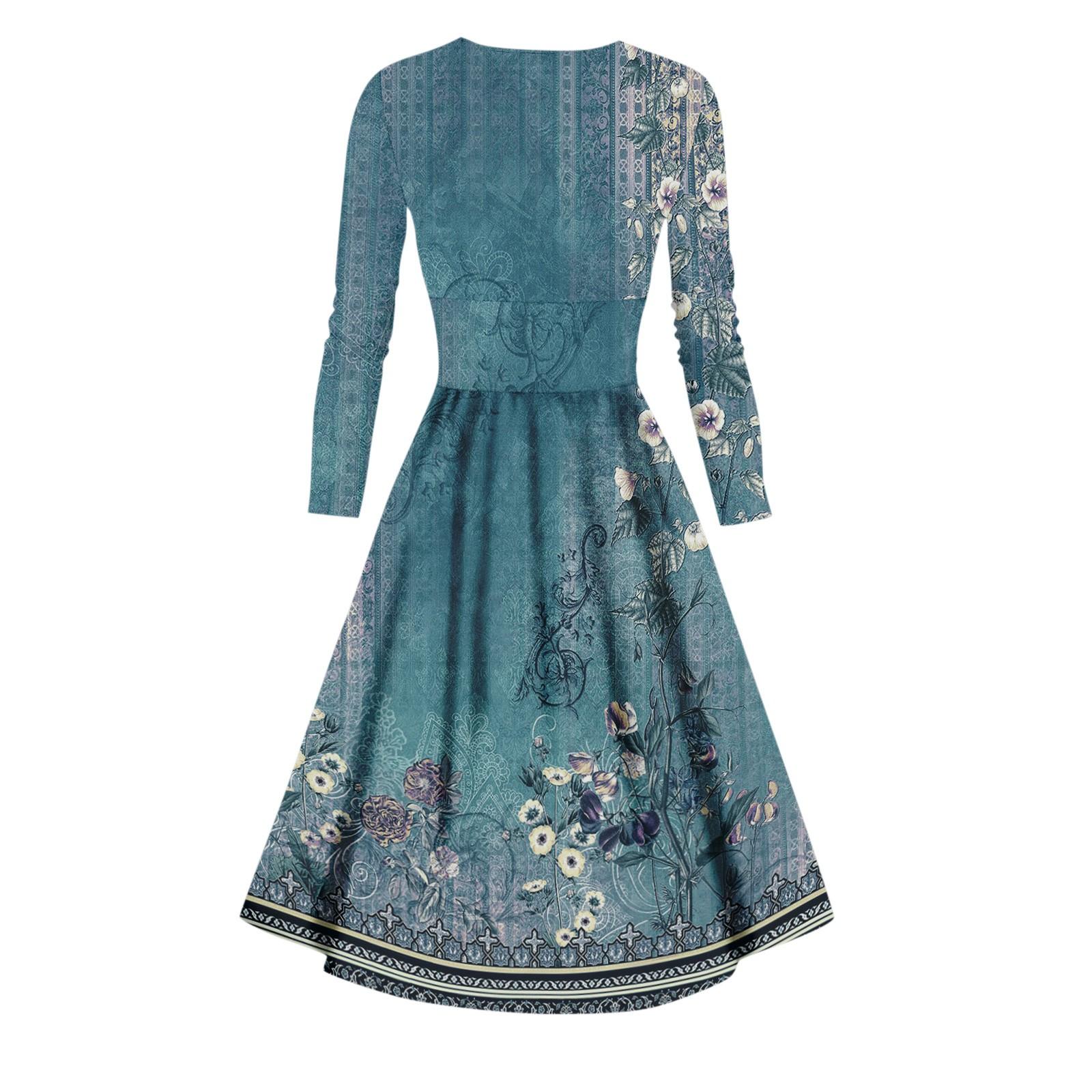 Женское повседневное и модное сексуальное платье с v-образным вырезом и длинными рукавами — фото 5