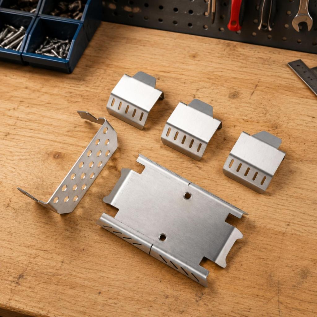 5 Pieces Rc Car Chassis Guards Plates Brushed Guard Perforated