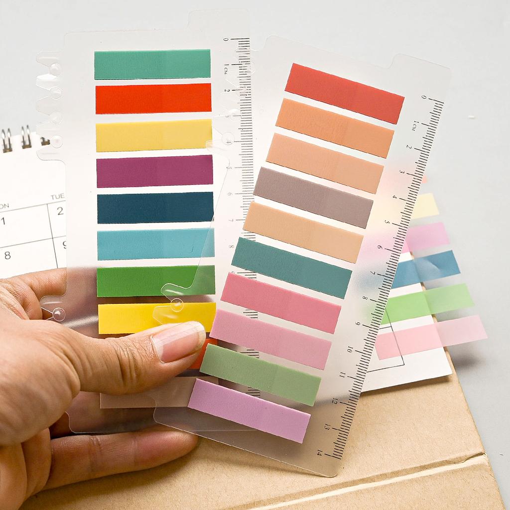 200Pcs Sticky Note Tabs for Page Marking PET Page Markers with Ruler Transparent Classify File Label Memo Stickers for Office