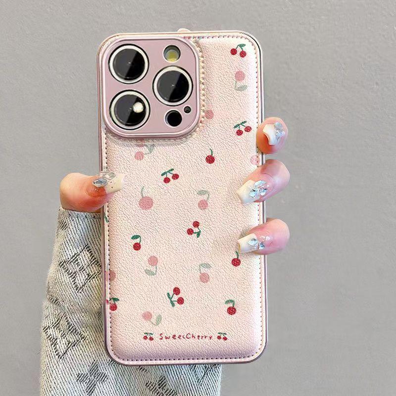 Pink Cherry Autumn Is Suitable for Oppo Xiaomi 14/15 Redmi K80vivos30 All-inclusive Anti-drop Mobile Phone Case.