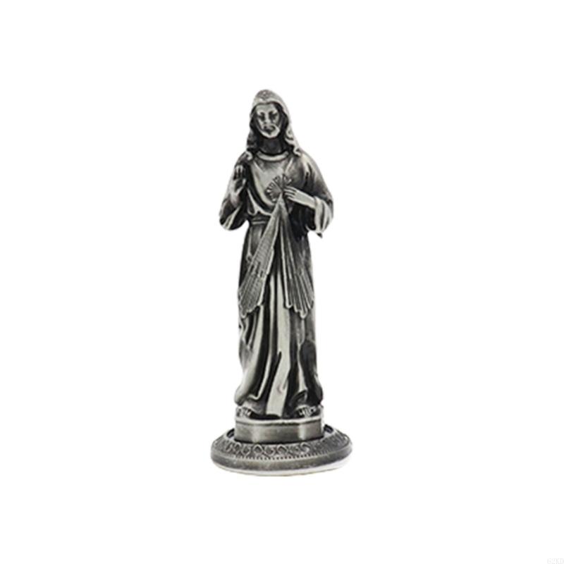 62KD Metal Maria Figurine Vintage Antique Christian Religious Figure Statue Ornament