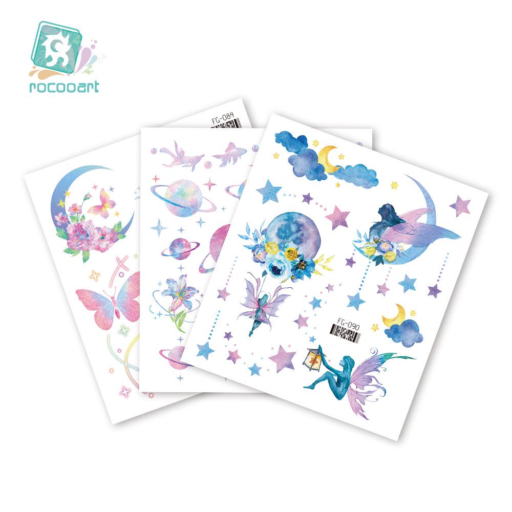 Rikalong Waterproof Cartoon Butterfly & Mermaid Glitter Tattoo Stickers for Face