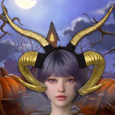 Devil Sheep Horn Headband Hair Accessory Gothic Punk Vintage Headwear Hairband for Halloween Costume