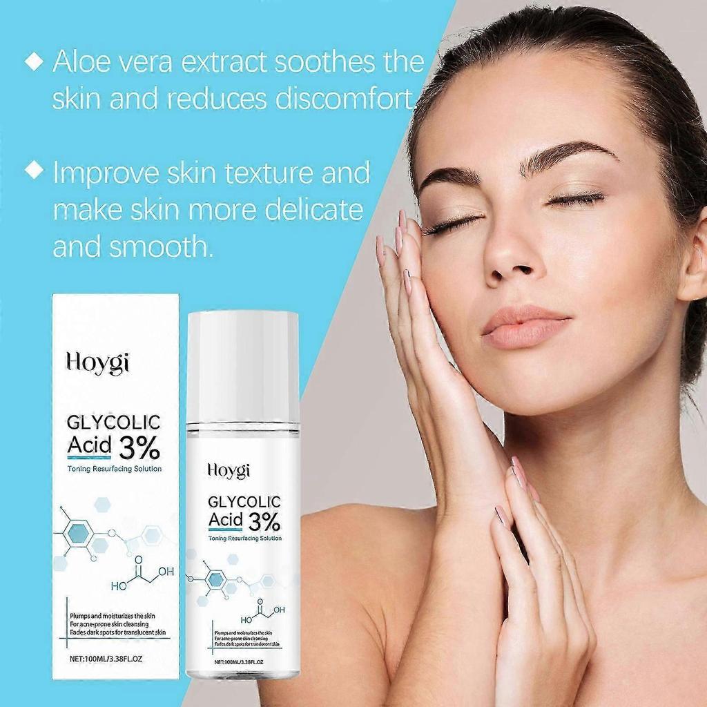 Gentle Brightening Facial Exfoliating Essence with Glycolic Acid & Aloe Vera for Hydration & Skin Renewal