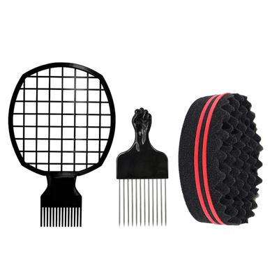 Männer Haar-Styling-Tools Professionelles Friseur-Set African Twist Schwamm Handschuhe Barber Shop Haar Locken Gabel Kamm Pick Kamm