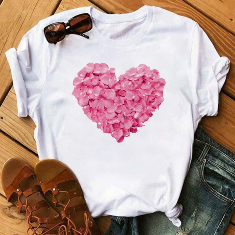 Women Graphic Flower Floral Printed T-shirts Cute 90s Style Vintage Print Tops Lady Tees Clothing Female T Shirt Womens T-Shirts
