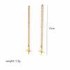 18k Gold Plated Chain Earring Dainty Star Moon Strip Drop Dangle  Stainless Steel Long Threader Earring For Women