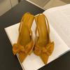 Women Shoes 2026 Summer New Butterfly Knot Women Slingbacks Heels Shoes Sexy Dress Thin Heel Pointed Toe Ladies High Heels