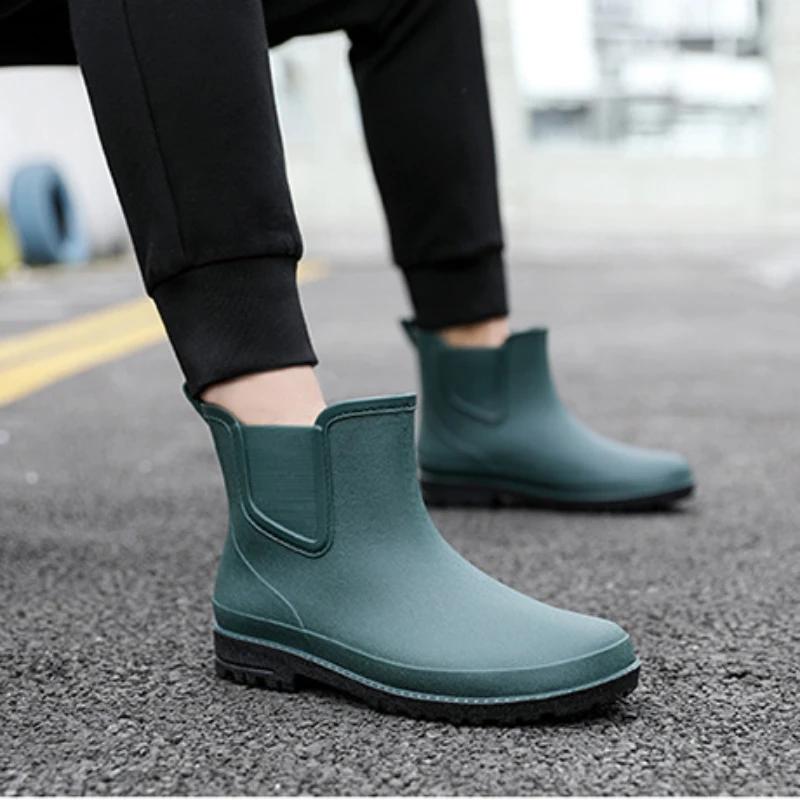 Rain Boots Men's New Fashionable Anti Slip Short Tube Rain Boots Outdoor Waterproof Low Top Rain Boots Casual Sports Rain Boots