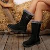 Damen leichte bequeme dicke Sohle kalt warm gefüttert Schneestiefel rutschfest verschleißfest Outdoor-Sport Mittelhohe Baumwollstiefel