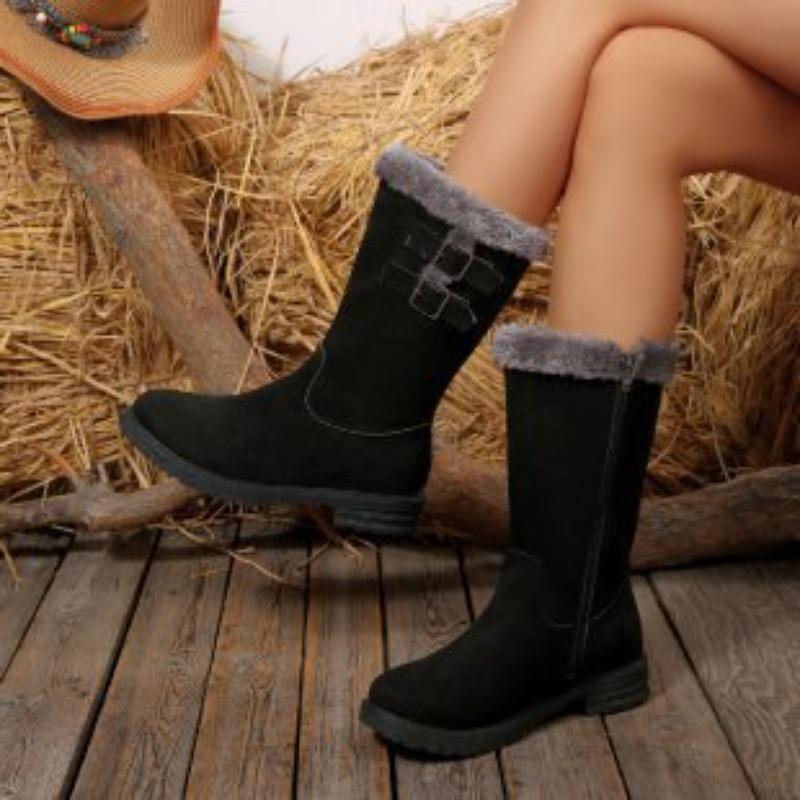 Damen leichte bequeme dicke Sohle kalt warm gefüttert Schneestiefel rutschfest verschleißfest Outdoor-Sport Mittelhohe Baumwollstiefel
