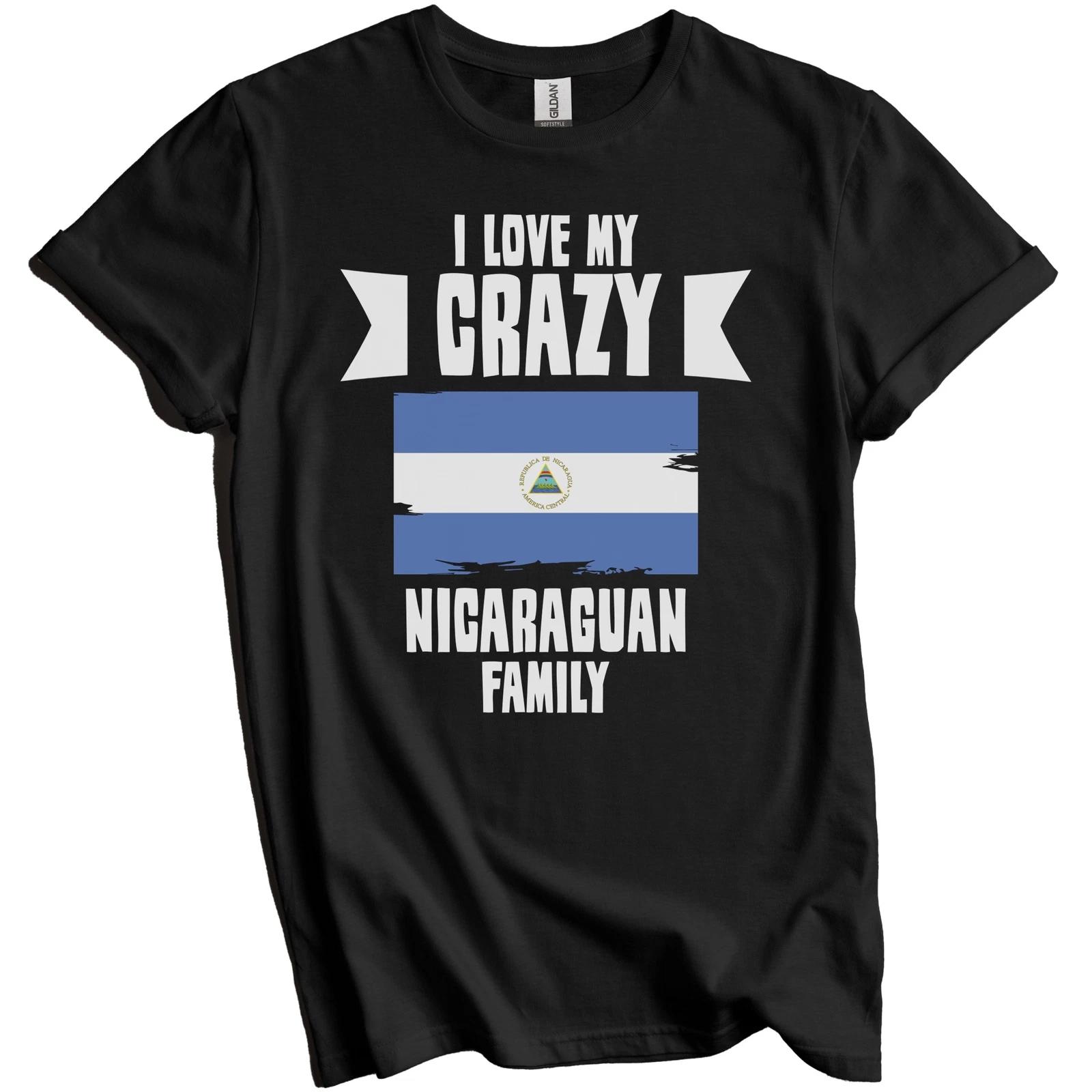 I Love My Crazy Nicaraguan Family Funny Nicaragua Flag T-Shirt XL