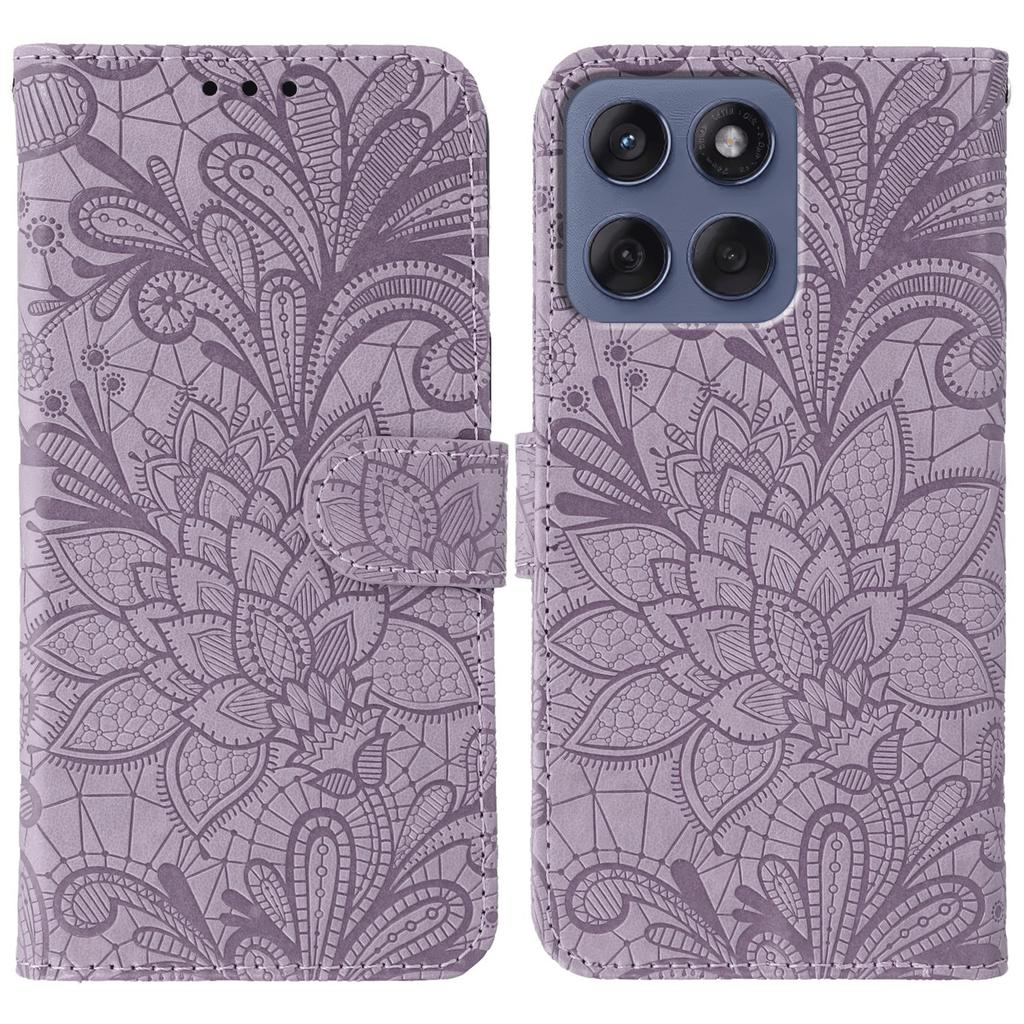 For Motorola Edge 60 5G/60 Fusion 5G Case Lace Flowers PU Leather Flip Wallet Phone Cover