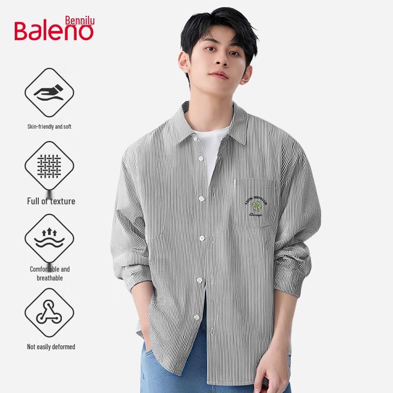 Baleno Men s Oxford Striped Long-Sleeve Shirt 3XL