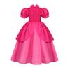 Peach Princess Dress Set - Polyester Fabric Halloween Christmas Carnival Cosplay Costume with Gloves and Crown Rose Pink 120 Cm