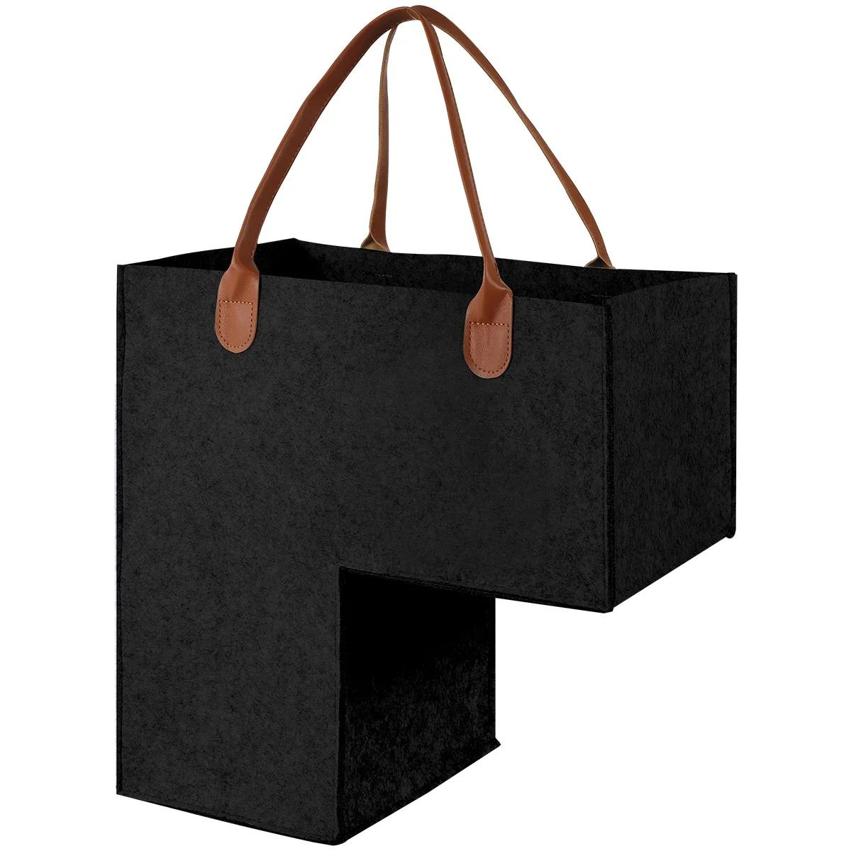 

1/2 шт. L-образная лестничная корзина, прочная войлочная корзина для хранения с ручками из полиуретана, декор для лестницы дома и офиса, для одежды, игрушек, разных вещей, органайзер 1Pcs чёрный