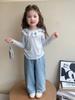 Girls' Lace Base Shirt - Spring/Autumn 2025 New Long Sleeve T-shirt for Kids