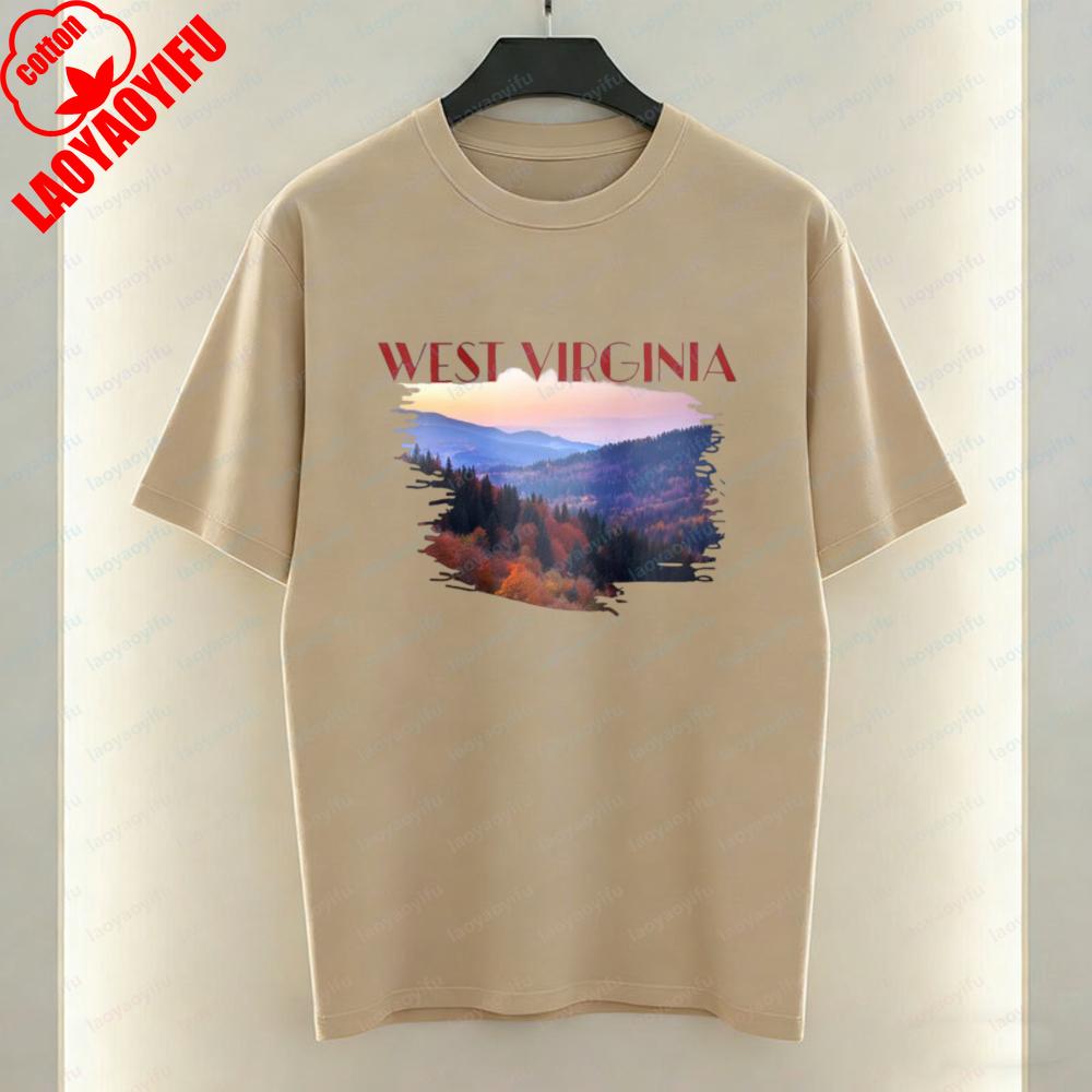 West Virginia Nature Unisex Cotton Tee Appalachian Mountain View Graphic TShirt for Unisex Summer Soft Breathable Casual Attire