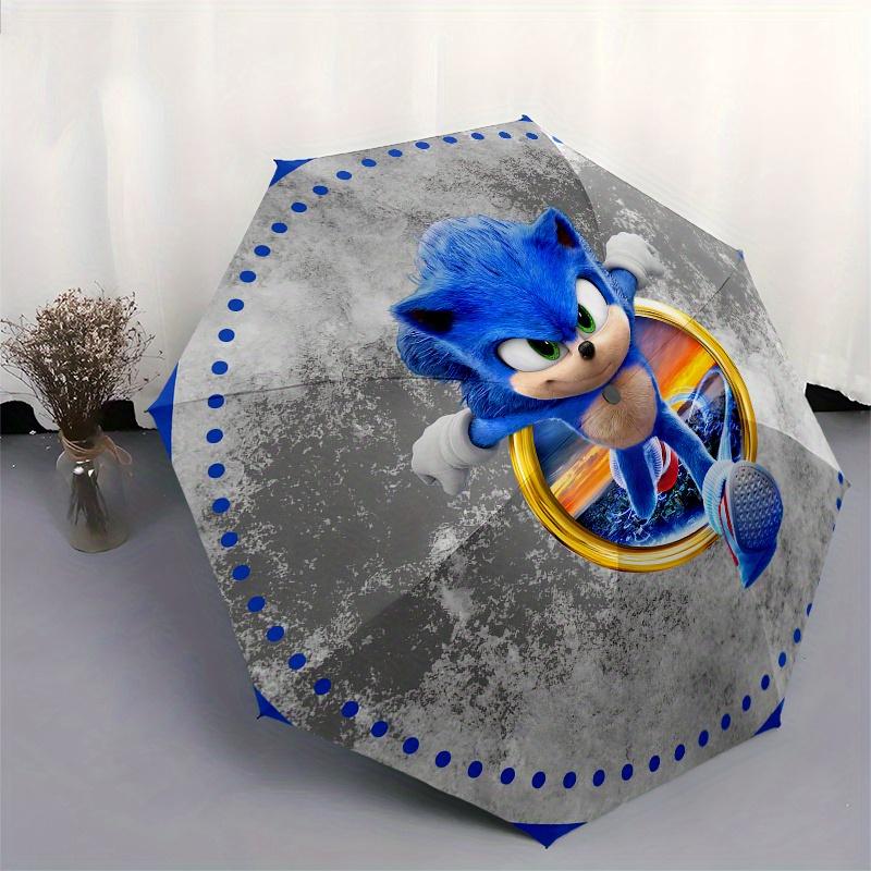 Sonic The Hedgehog Movie Poster Sticker Decal Laptop Water Bottle Car Window Wall Decoration Umbrella, Cute Umbrella with Cute Design, Portable 3-Fold