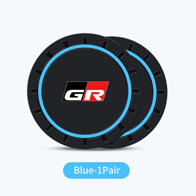 

2PCS Car Coaster Water Cup Slot Decoration For Toyota GR Gazoo Racing RAV4 Corolla Camry C-HR Anti Slip Mats Accessories