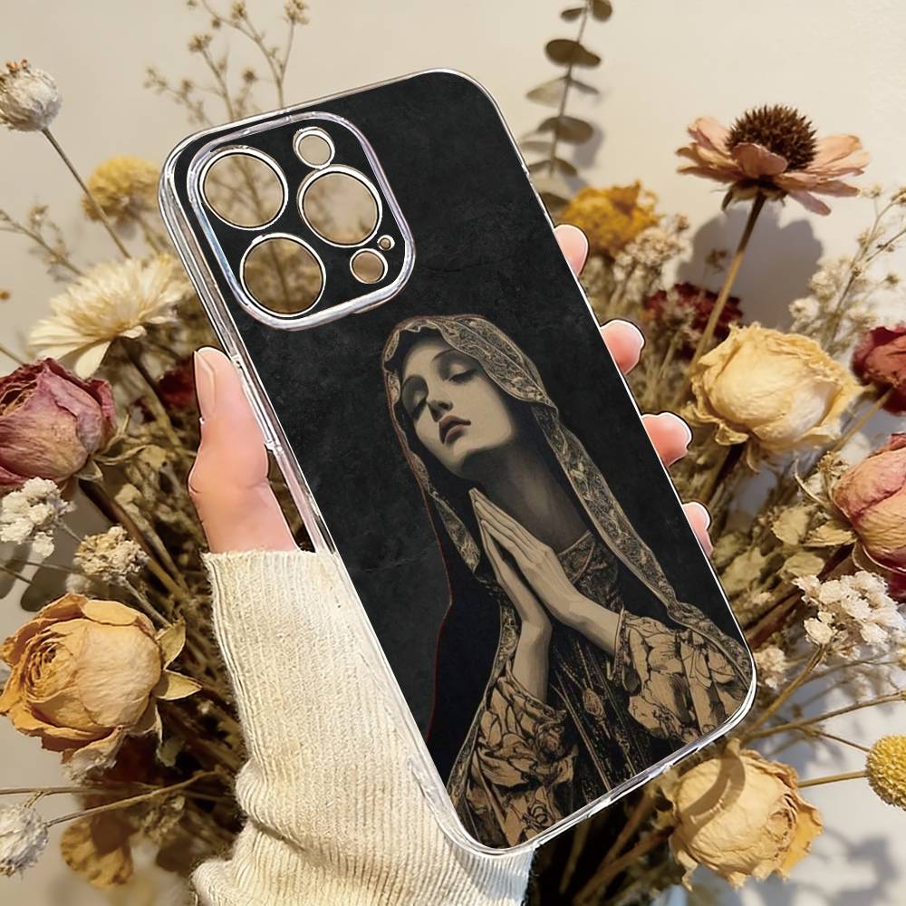 

V-Virgen Mary Virgin Phone Case Transparent Silicone Soft For iPhone 17 16 15 14 13 12 11 Mini Pro Max Plus iPhone16promax