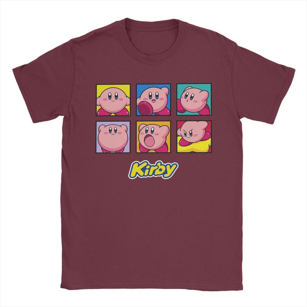 Kirbys Multiple Expressions Vintage Panel Collage Poster T Shirt Unisex Pure Cotton Tshirts Tees Short Sleeve Clothes Printed