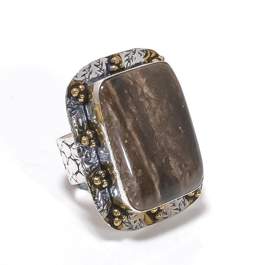 African Moss Gemstone Handmade 925 Sterling Silver Jewelry Ring Size 9 SU-12056
