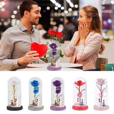 Preserved Flowers In Glass Dome Musical Artificial Flower Light LED Light String Romantic Eternal Floral Lamp For Women Mom