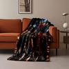 Four Muscular Characters In Martial Arts Poses Amid a Fiery Background. for All Seasons Blanket Lunch Break Throw Gift