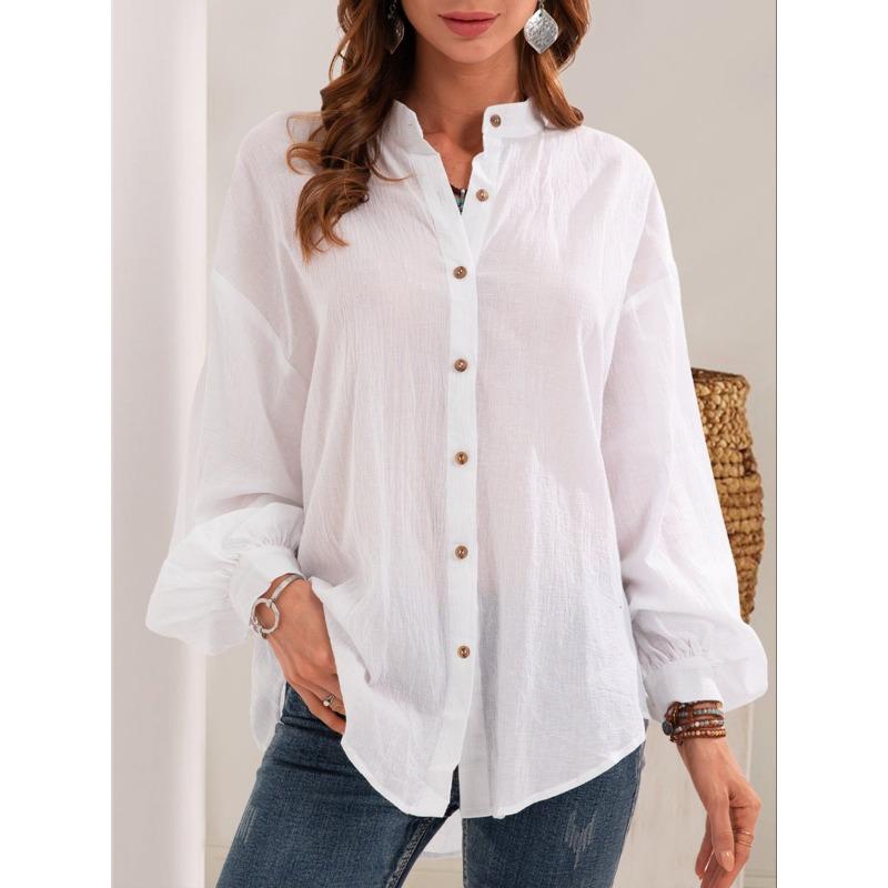 Women's Spring and Summer New Long-sleeved Shirt Cotton Shirt Cardigan
