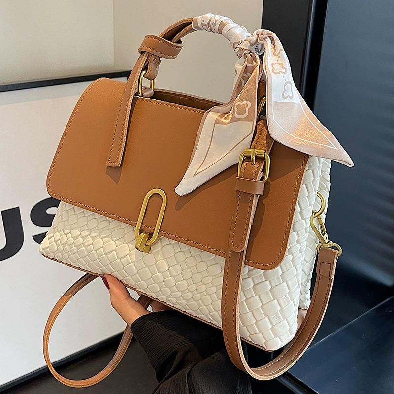 Soft Leather Woven Pattern Handbag Women Satchel Large Capacity Casual Storage Totes Saffiano Female Shoulder Crossbody Bags