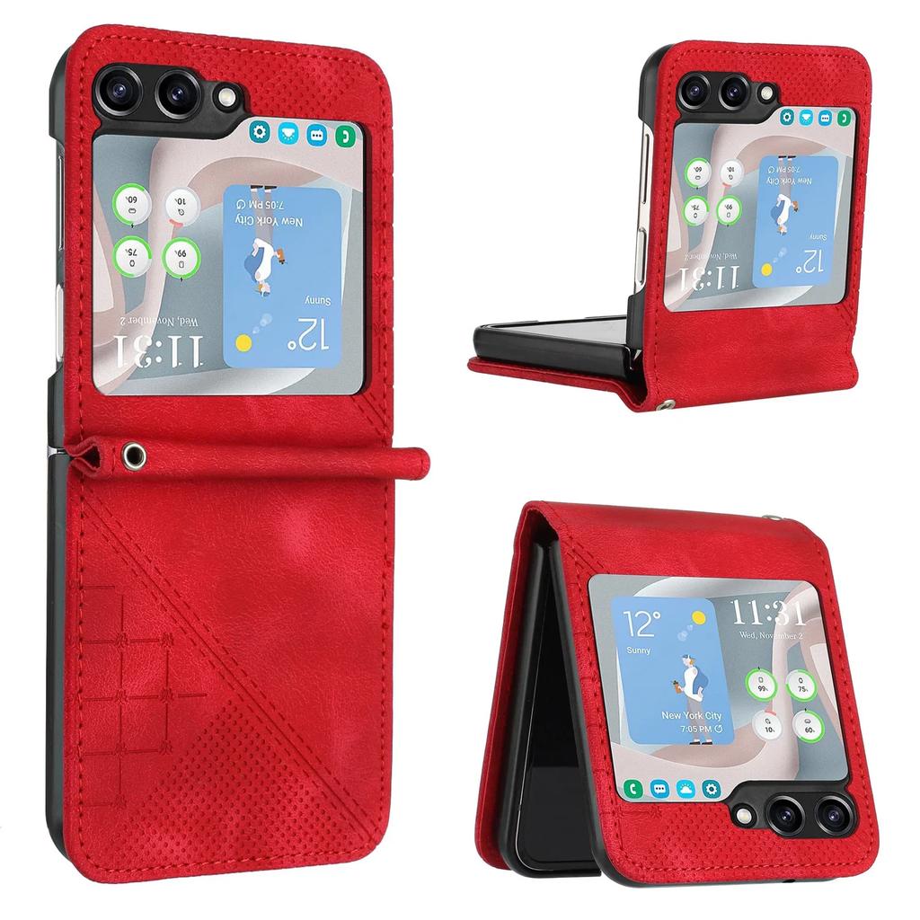 Wrist Strap Leather with Butterfly Phone Case for Samsung Galaxy Z Flip 6 5 4 3 Shockproof Protective Lightweight Cover
