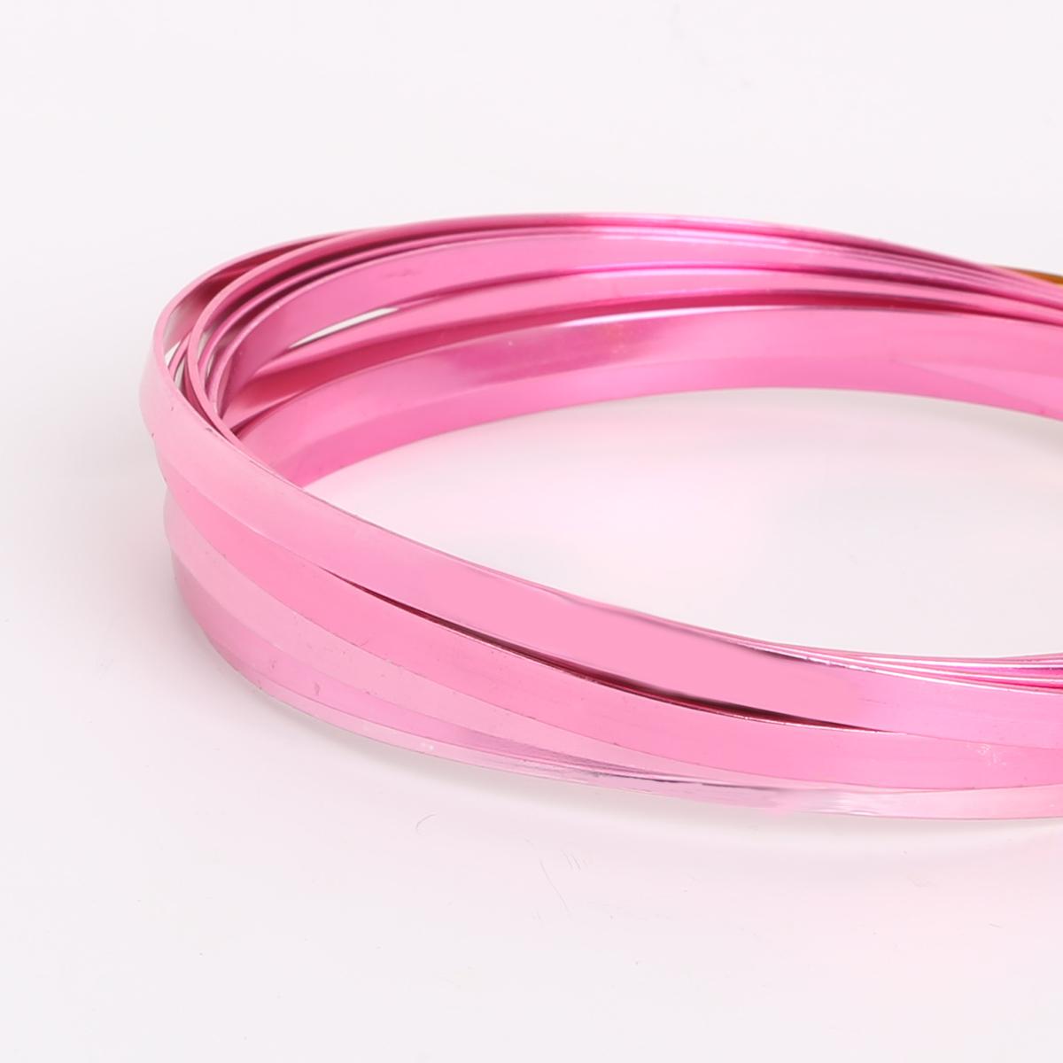 

3 метра/лот, плоская алюминиевая проволока 5 мм x 1 мм для DIY ювелирных изделий, резьба для изготовления ремесел фуксия