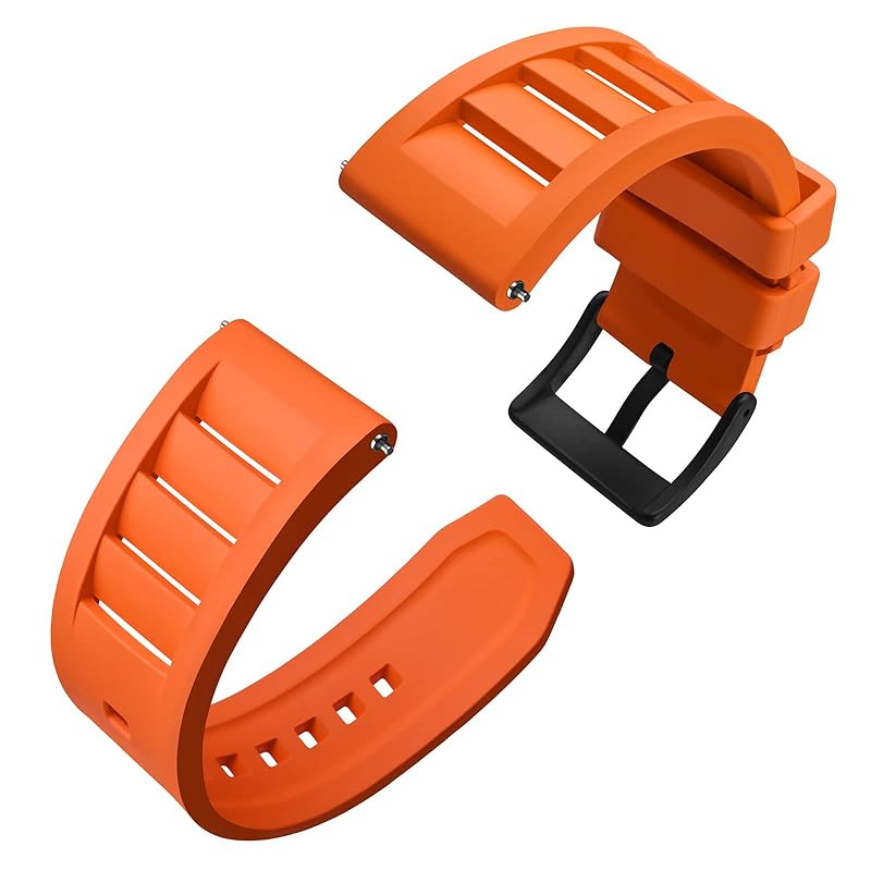 

[Anbeer] 22mm watch band quick release Fluororubber watch belt FKM rubber replacement band Also applies to smart watches orange black buckle