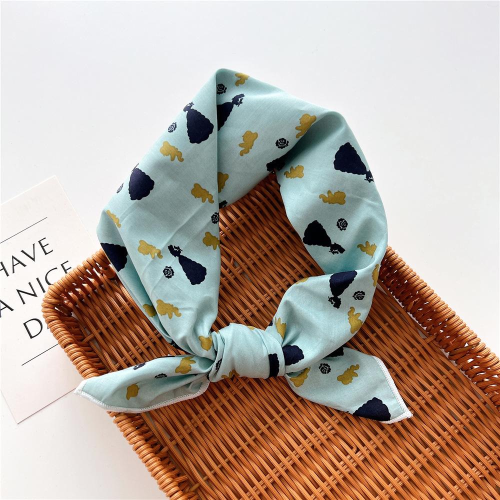 Cotton And Linen Small Square Scarf Silk Scarf Women'S Spring And Autumn New Style Artistic And Versatile Fashionable Temperament Headband Scarf