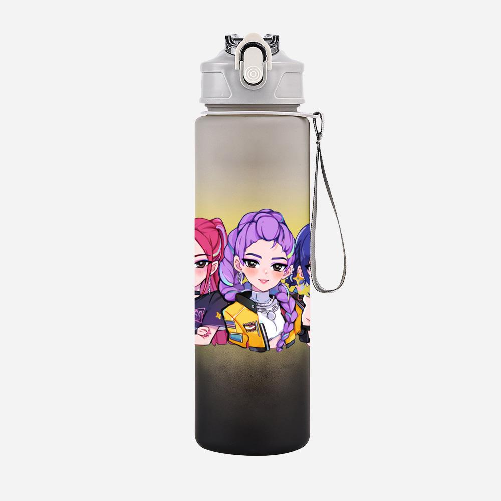 750Ml Water Bottler Anime K-Pop Demon Hunters Printed Character Water Cup Large Capacity Outdoor Portable Rope Drinking Bottle for Boy Girl Gift